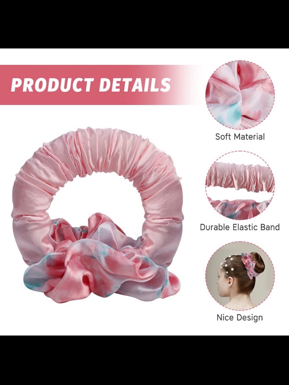 Sleepy tie scrunchie. Heartless curls overnight-pink tie die and leopard options